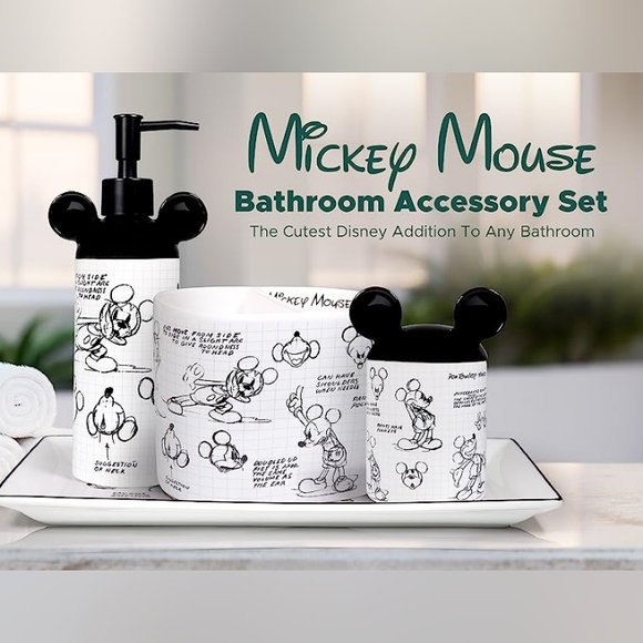 Disney Other - Disney Mickey Mouse Sketchbook Ceramic Bathroom Set